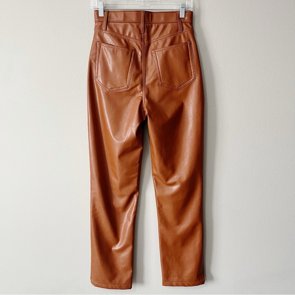 Abercrombie & Fitch Vegan Leather 90s Straight Ultra High Rise Pant Brown 27/4 - Picture 9 of 16